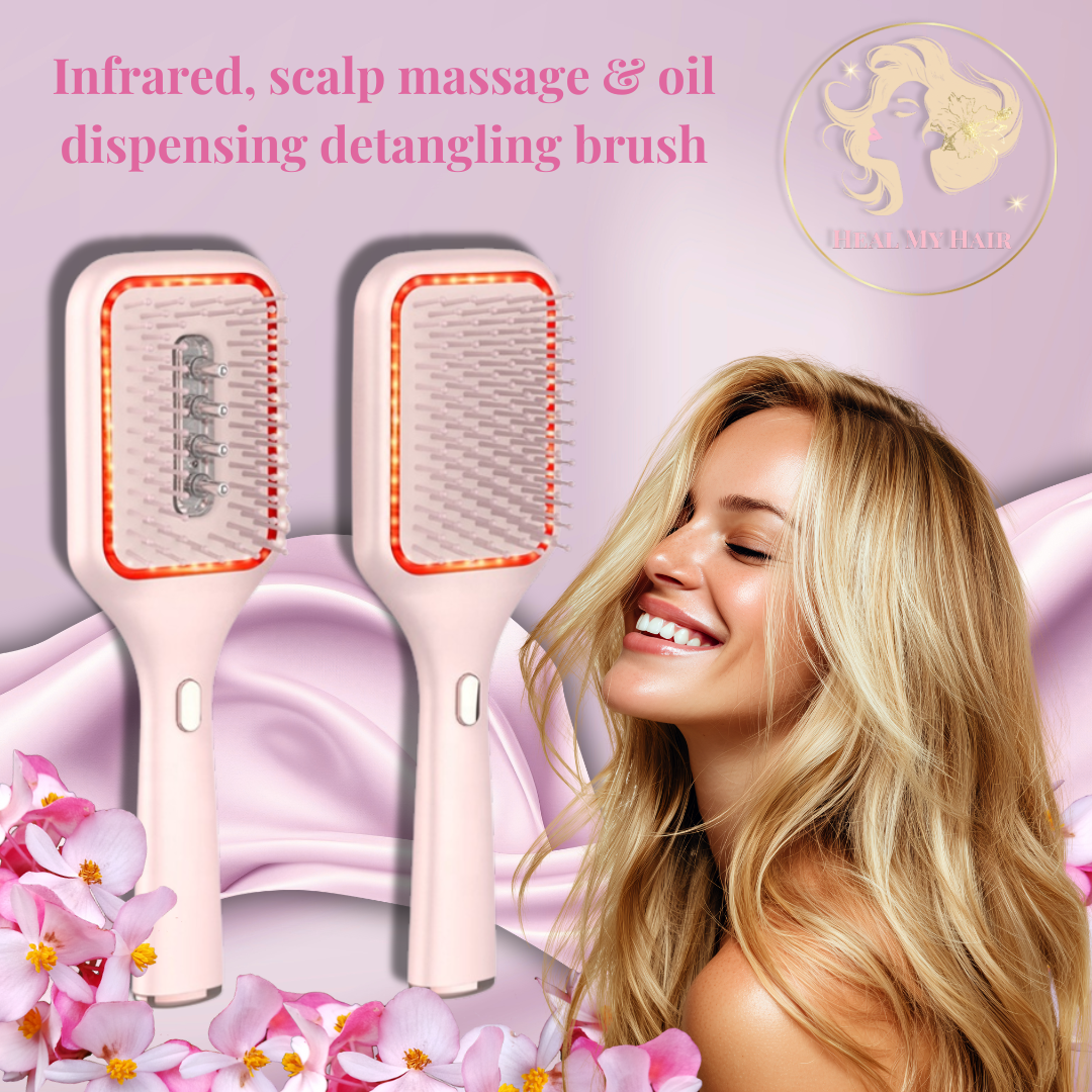 Infrared Oil‑Dispensing Scalp Massage Detangle Brush | Heal My Hair